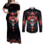 Day of Dead Skull Couples Matching Off Shoulder Maxi Dress and Long Sleeve Button Shirt Sugar Skull Festival Lady - Wonder Print Shop