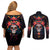 Day of Dead Skull Couples Matching Off Shoulder Short Dress and Long Sleeve Button Shirt Sugar Skull Festival Lady - Wonder Print Shop