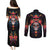 Day of Dead Skull Couples Matching Puletasi Dress and Long Sleeve Button Shirt Sugar Skull Festival Lady - Wonder Print Shop