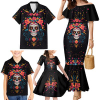 Day of Dead Skull Family Matching Mermaid Dress and Hawaiian Shirt Sugar Skull Festival Lady - Wonder Print Shop