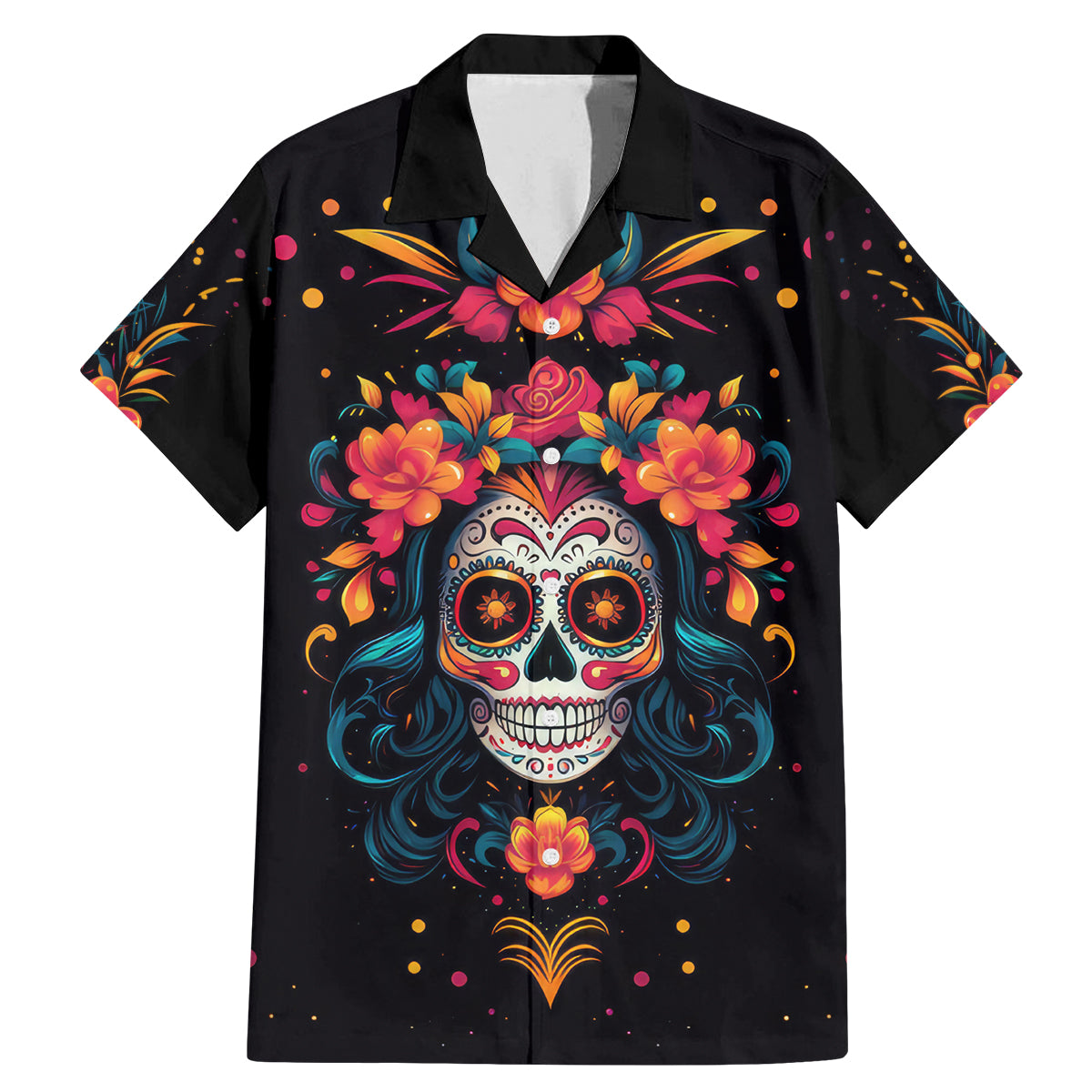 Day of Dead Skull Family Matching Mermaid Dress and Hawaiian Shirt Sugar Skull Festival Lady - Wonder Print Shop