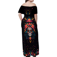 Day of Dead Skull Family Matching Off Shoulder Maxi Dress and Hawaiian Shirt Sugar Skull Festival Lady - Wonder Print Shop