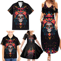 Day of Dead Skull Family Matching Summer Maxi Dress and Hawaiian Shirt Sugar Skull Festival Lady - Wonder Print Shop