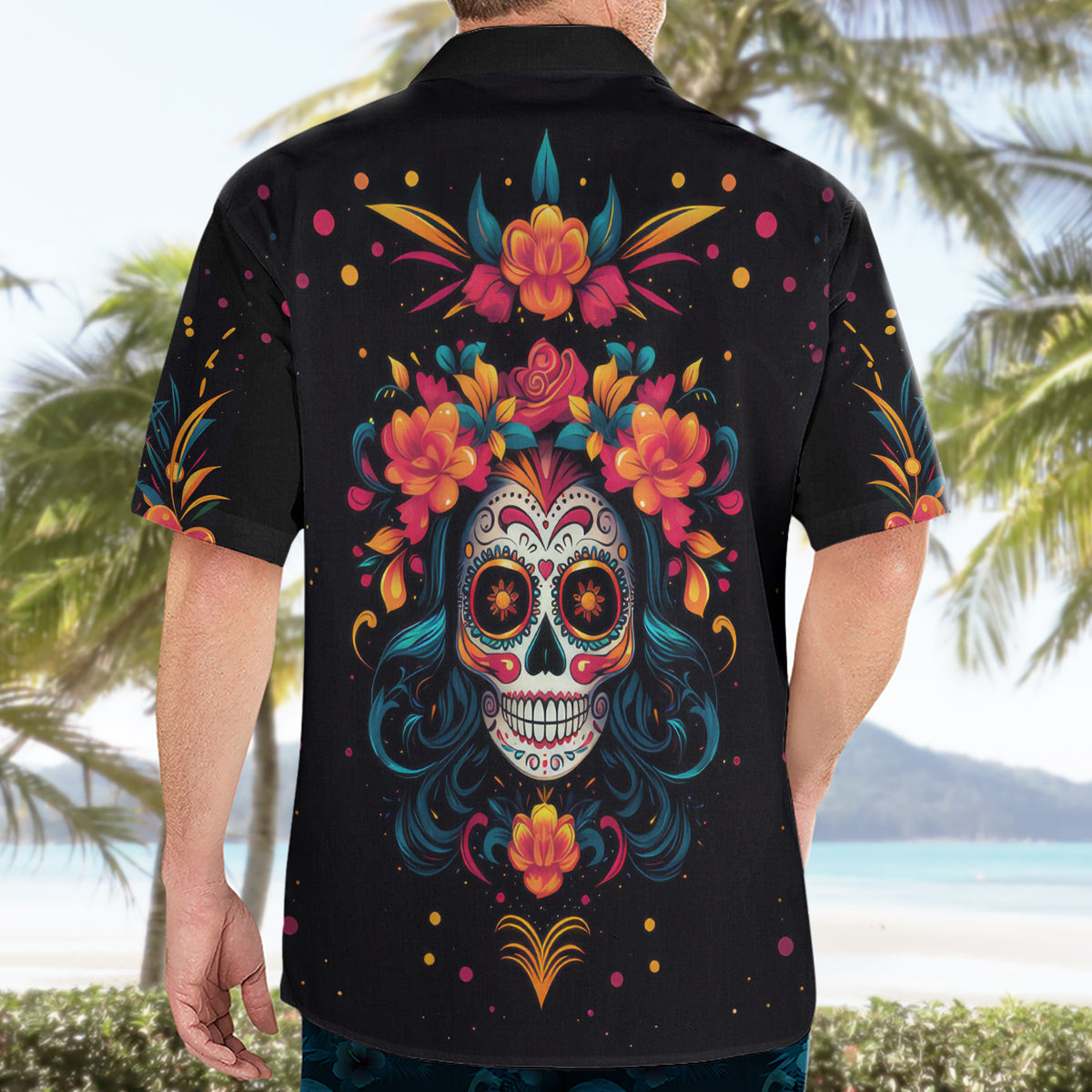 Day of Dead Skull Hawaiian Shirt Sugar Skull Festival Lady - Wonder Print Shop