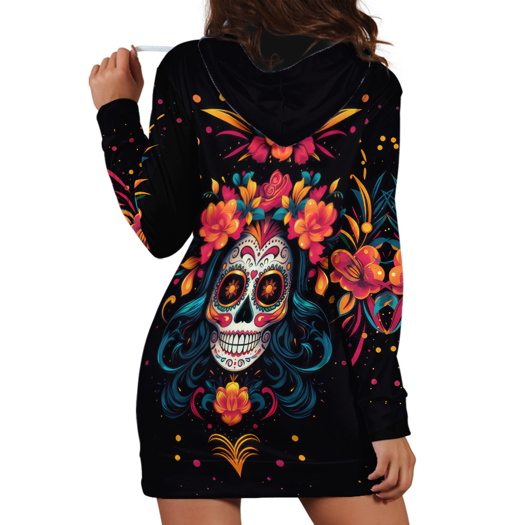 Day of Dead Skull Hoodie Dress Sugar Skull Festival Lady - Wonder Print Shop