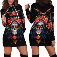Day of Dead Skull Hoodie Dress Sugar Skull Festival Lady - Wonder Print Shop