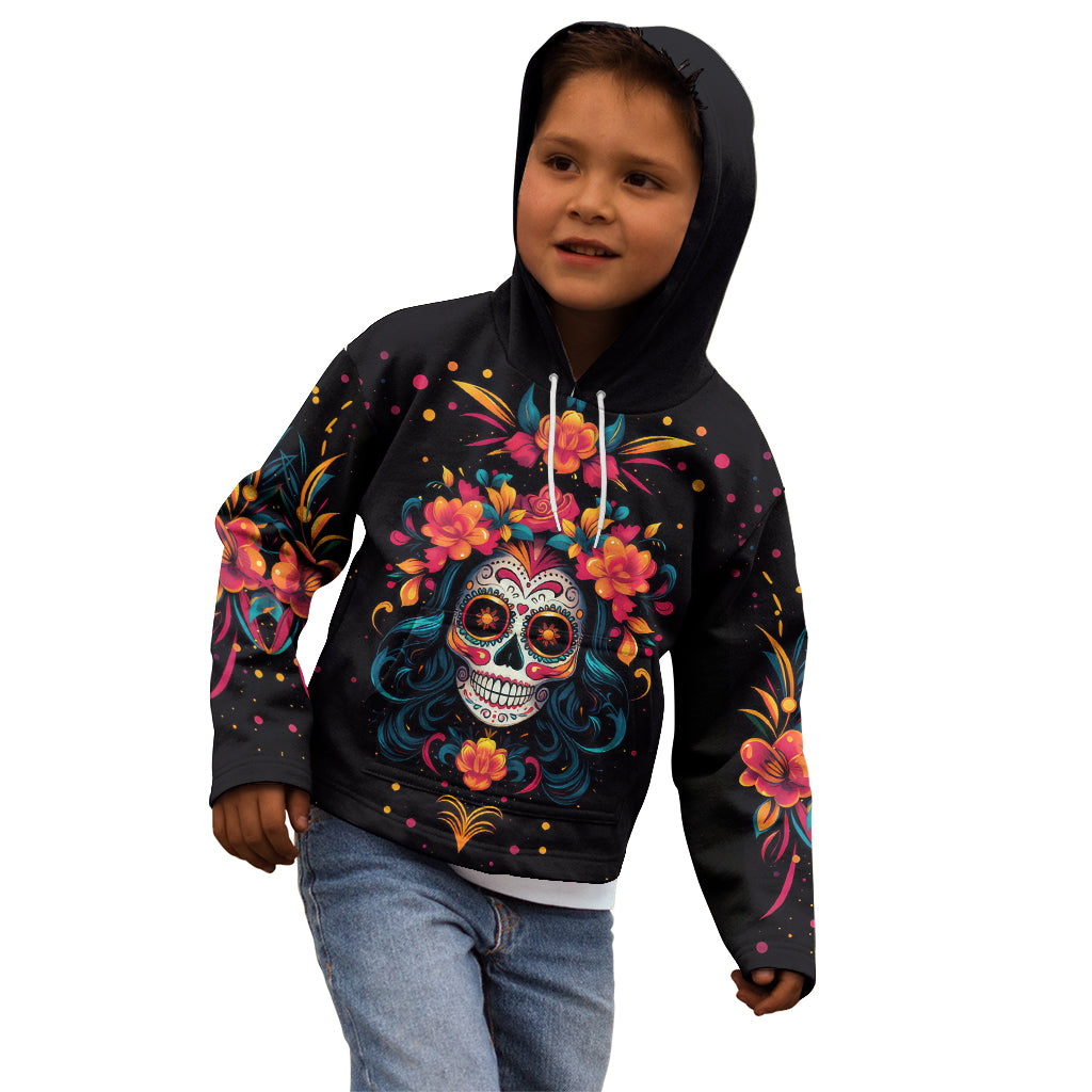 Day of Dead Skull Kid Hoodie Sugar Skull Festival Lady - Wonder Print Shop