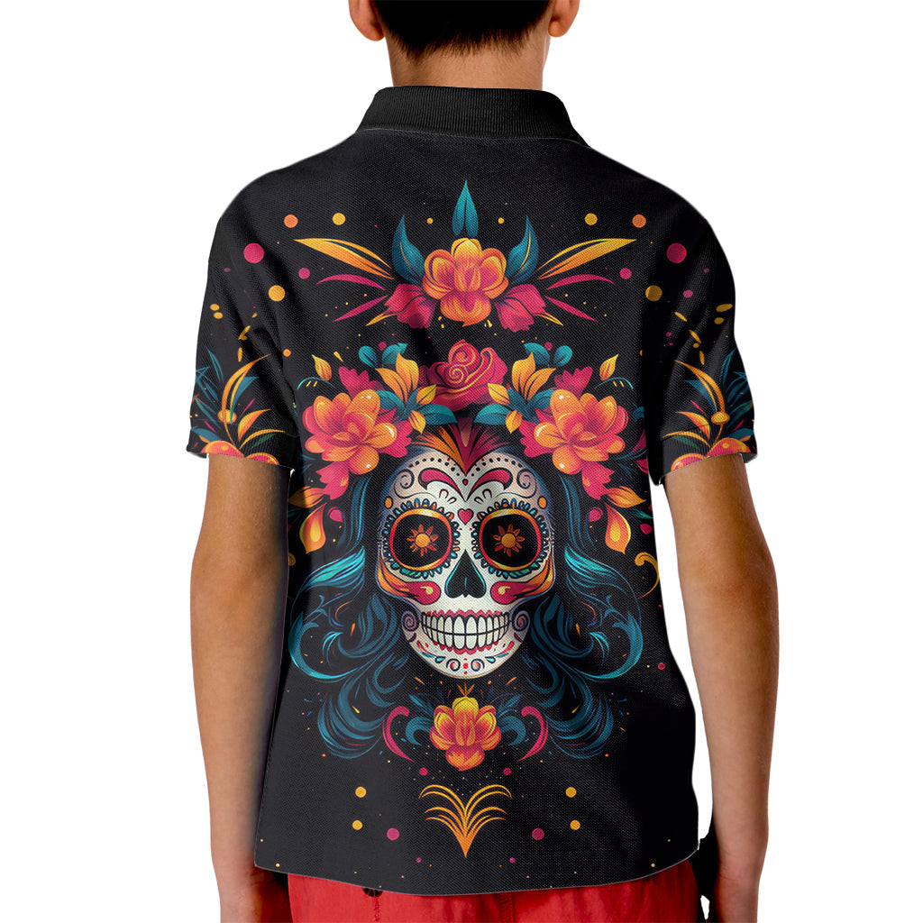 Day of Dead Skull Kid Polo Shirt Sugar Skull Festival Lady - Wonder Print Shop