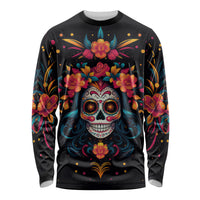 Day of Dead Skull Long Sleeve Shirt Sugar Skull Festival Lady - Wonder Print Shop
