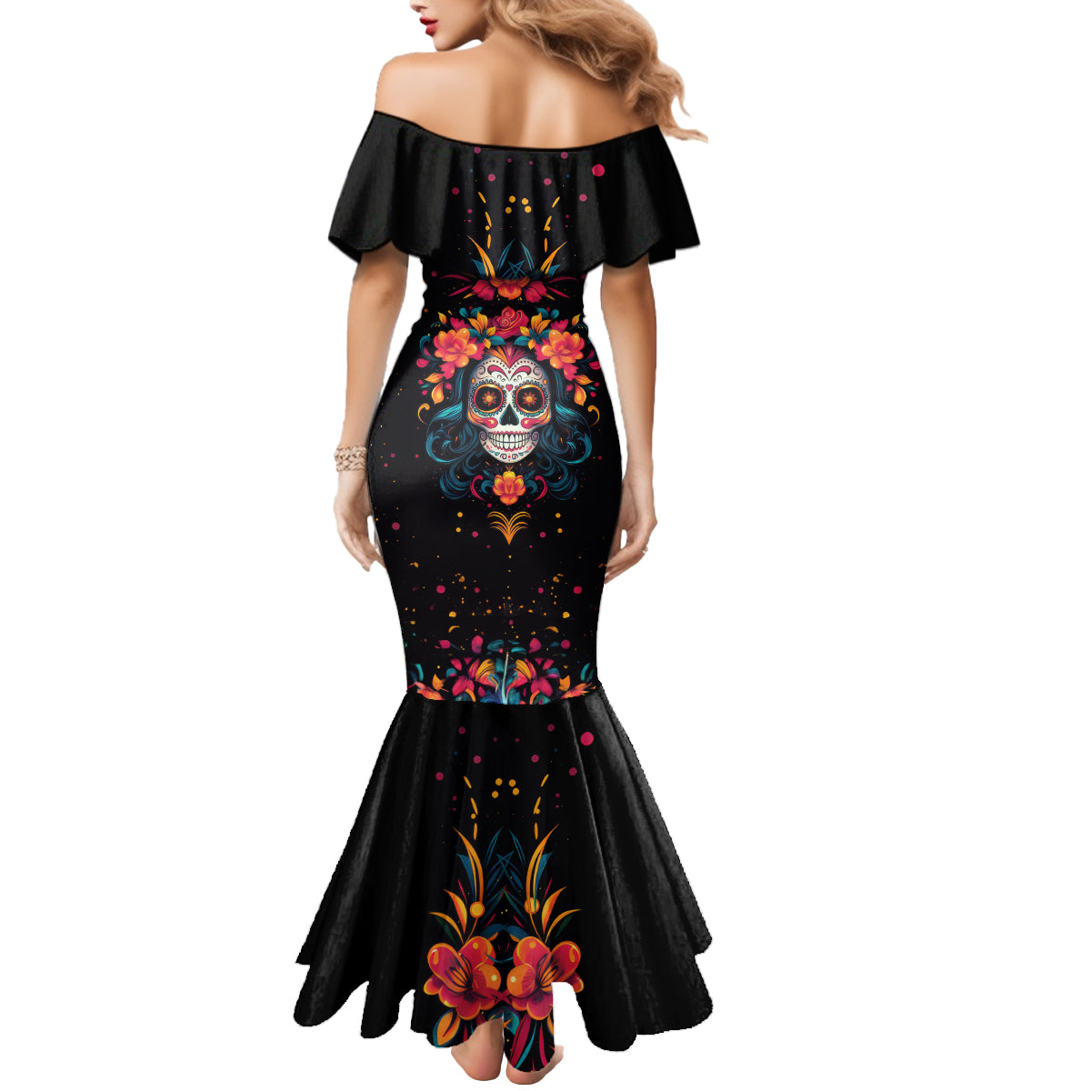 Day of Dead Skull Mermaid Dress Sugar Skull Festival Lady - Wonder Print Shop