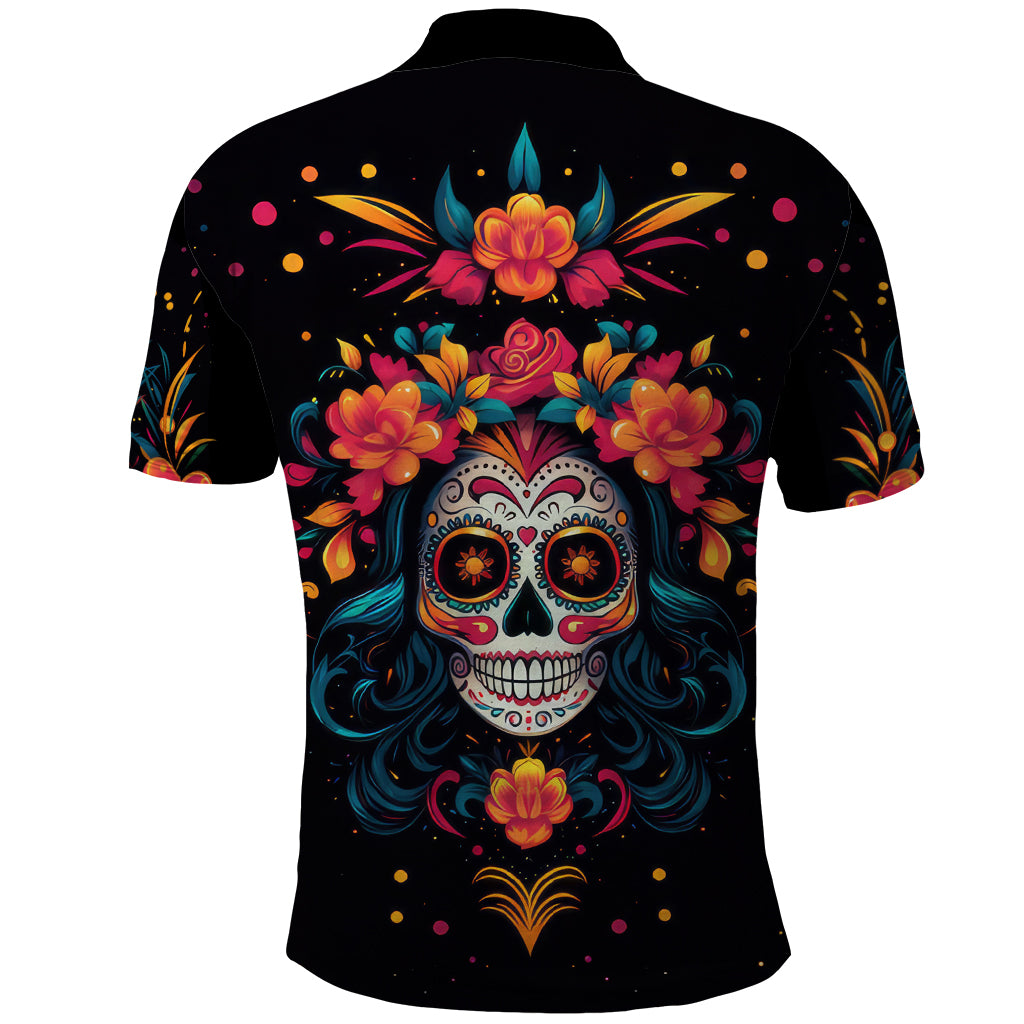 Day of Dead Skull Polo Shirt Sugar Skull Festival Lady - Wonder Print Shop