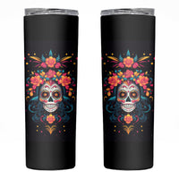 Day of Dead Skull Skinny Tumbler Sugar Skull Festival Lady - Wonder Print Shop