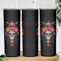 Day of Dead Skull Skinny Tumbler Sugar Skull Festival Lady - Wonder Print Shop