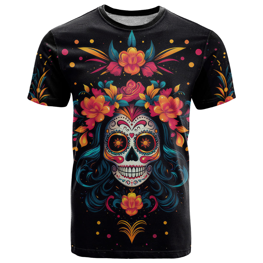 Day of Dead Skull T Shirt Sugar Skull Festival Lady - Wonder Print Shop