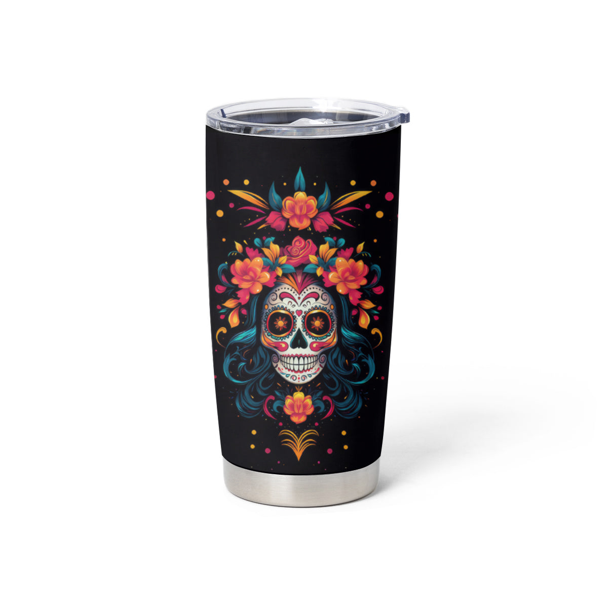 Day of Dead Skull Tumbler Cup Sugar Skull Festival Lady - Wonder Print Shop