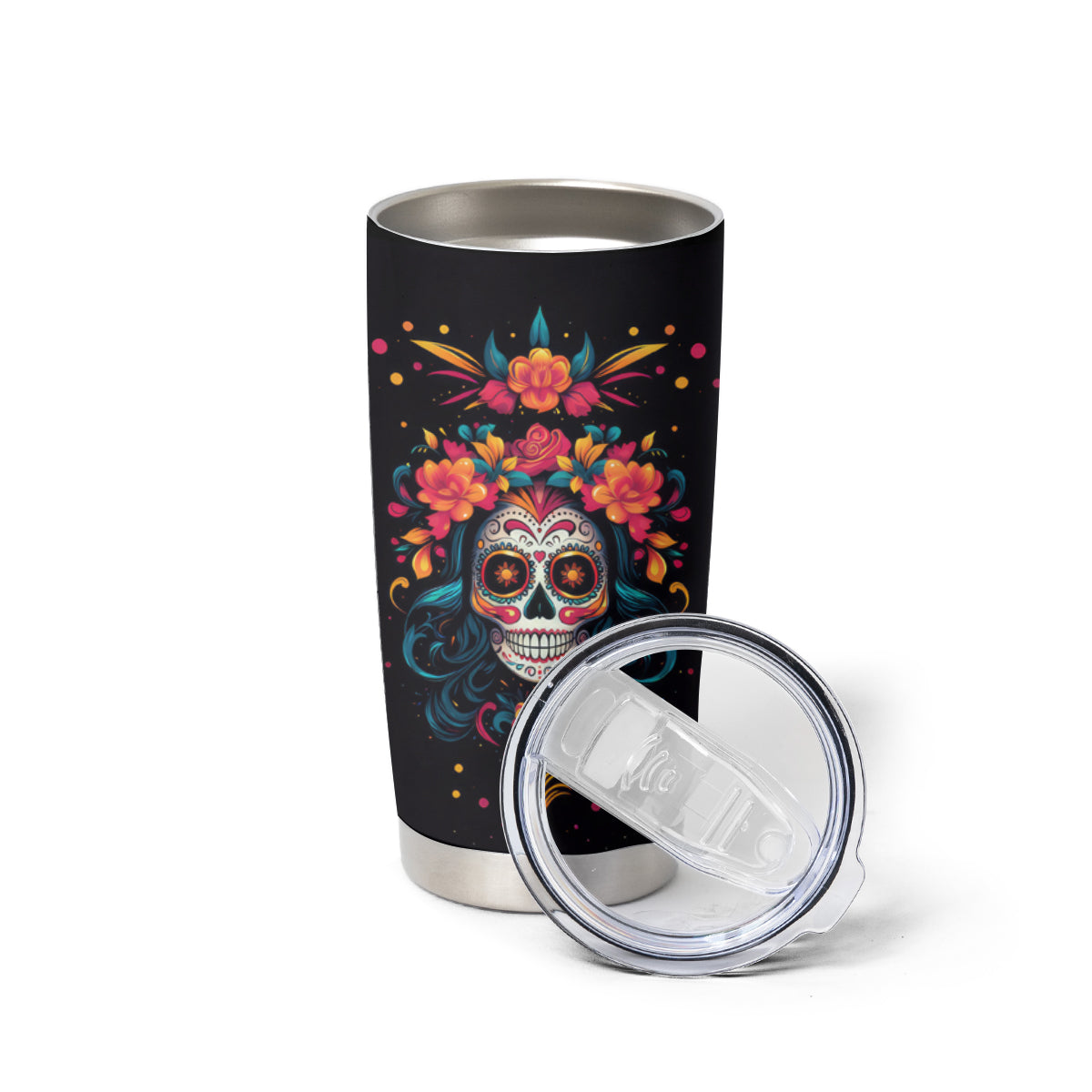 Day of Dead Skull Tumbler Cup Sugar Skull Festival Lady - Wonder Print Shop