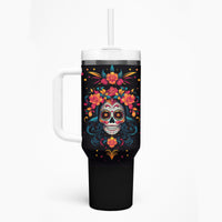 Day of Dead Skull Tumbler With Handle Sugar Skull Festival Lady - Wonder Print Shop