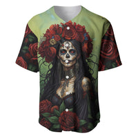 Day of Dead Lady Baseball Jersey Sugar Skull Rose Lady - Wonder Print Shop