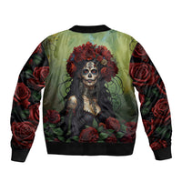 Day of Dead Lady Bomber Jacket Sugar Skull Rose Lady - Wonder Print Shop