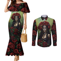 day-of-dead-lady-couples-matching-mermaid-dress-and-long-sleeve-button-shirt-sugar-skull-rose-lady