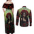 Day of Dead Lady Couples Matching Off Shoulder Maxi Dress and Long Sleeve Button Shirt Sugar Skull Rose Lady - Wonder Print Shop