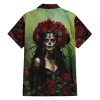 Day of Dead Lady Family Matching Short Sleeve Bodycon Dress and Hawaiian Shirt Sugar Skull Rose Lady - Wonder Print Shop