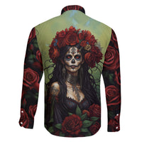 Day of Dead Lady Family Matching Short Sleeve Bodycon Dress and Hawaiian Shirt Sugar Skull Rose Lady - Wonder Print Shop