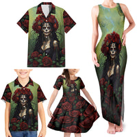 Day of Dead Lady Family Matching Tank Maxi Dress and Hawaiian Shirt Sugar Skull Rose Lady - Wonder Print Shop