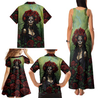 Day of Dead Lady Family Matching Tank Maxi Dress and Hawaiian Shirt Sugar Skull Rose Lady - Wonder Print Shop