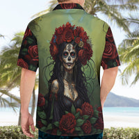 Day of Dead Lady Hawaiian Shirt Sugar Skull Rose Lady - Wonder Print Shop
