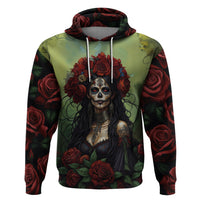 Day of Dead Lady Hoodie Sugar Skull Rose Lady - Wonder Print Shop