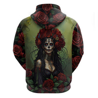 Day of Dead Lady Hoodie Sugar Skull Rose Lady - Wonder Print Shop