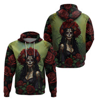 Day of Dead Lady Hoodie Sugar Skull Rose Lady - Wonder Print Shop