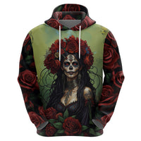 Day of Dead Lady Hoodie Sugar Skull Rose Lady - Wonder Print Shop