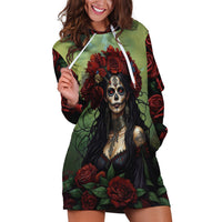 Day of Dead Lady Hoodie Dress Sugar Skull Rose Lady - Wonder Print Shop