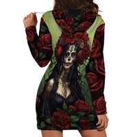 Day of Dead Lady Hoodie Dress Sugar Skull Rose Lady - Wonder Print Shop