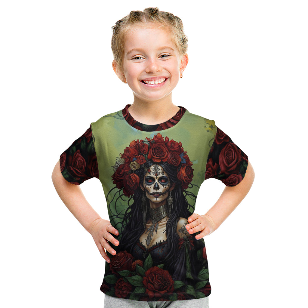 Day of Dead Lady Kid T Shirt Sugar Skull Rose Lady - Wonder Print Shop