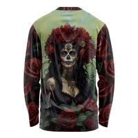 Day of Dead Lady Long Sleeve Shirt Sugar Skull Rose Lady - Wonder Print Shop