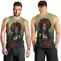 Day of Dead Lady Men Tank Top Sugar Skull Rose Lady - Wonder Print Shop