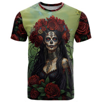 Day of Dead Lady T Shirt Sugar Skull Rose Lady - Wonder Print Shop