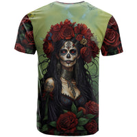 Day of Dead Lady T Shirt Sugar Skull Rose Lady - Wonder Print Shop