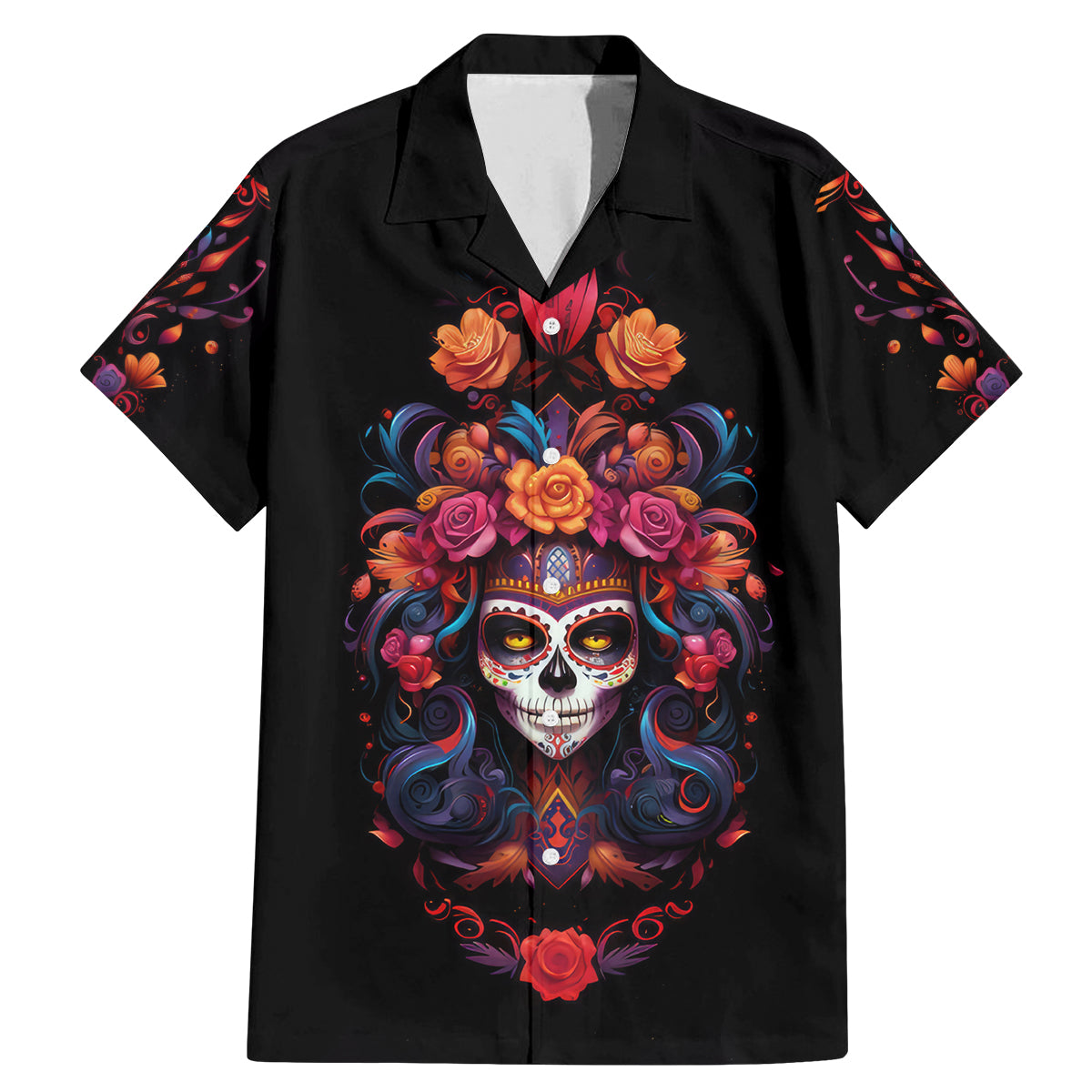 Day of Dead Skull Family Matching Mermaid Dress and Hawaiian Shirt Sugar Skull Festival Lady - Wonder Print Shop