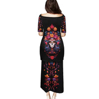 Day of Dead Skull Family Matching Puletasi Dress and Hawaiian Shirt Sugar Skull Festival Lady - Wonder Print Shop