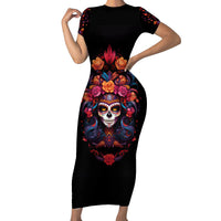 Day of Dead Skull Family Matching Short Sleeve Bodycon Dress and Hawaiian Shirt Sugar Skull Festival Lady - Wonder Print Shop