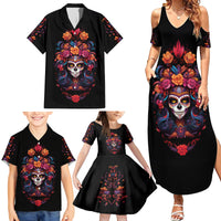Day of Dead Skull Family Matching Summer Maxi Dress and Hawaiian Shirt Sugar Skull Festival Lady - Wonder Print Shop