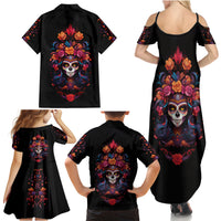 Day of Dead Skull Family Matching Summer Maxi Dress and Hawaiian Shirt Sugar Skull Festival Lady - Wonder Print Shop