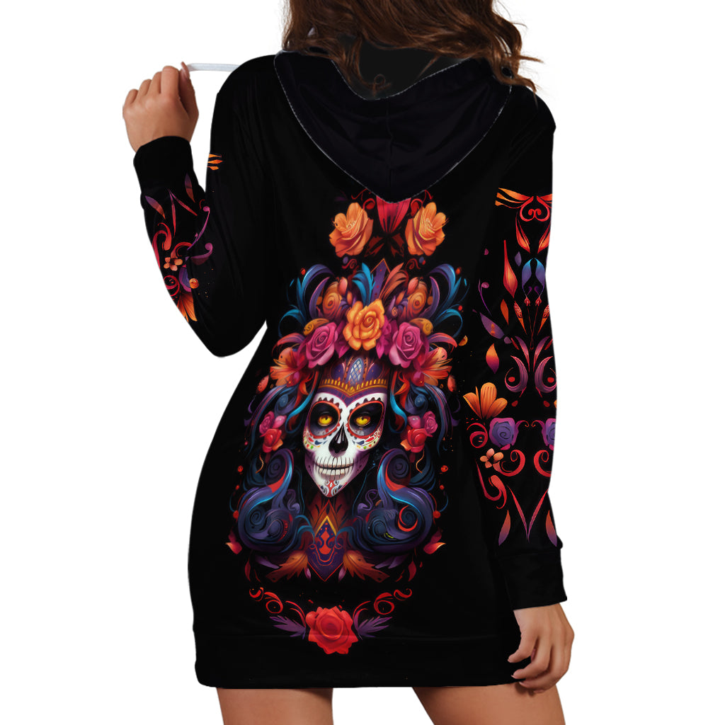 Day of Dead Skull Hoodie Dress Sugar Skull Festival Lady - Wonder Print Shop