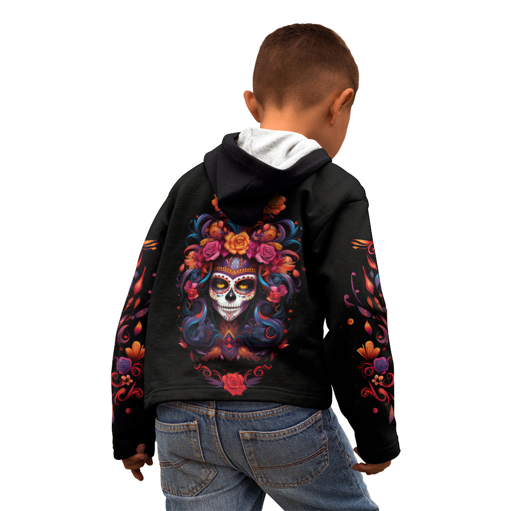 Day of Dead Skull Kid Hoodie Sugar Skull Festival Lady - Wonder Print Shop