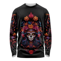 Day of Dead Skull Long Sleeve Shirt Sugar Skull Festival Lady - Wonder Print Shop