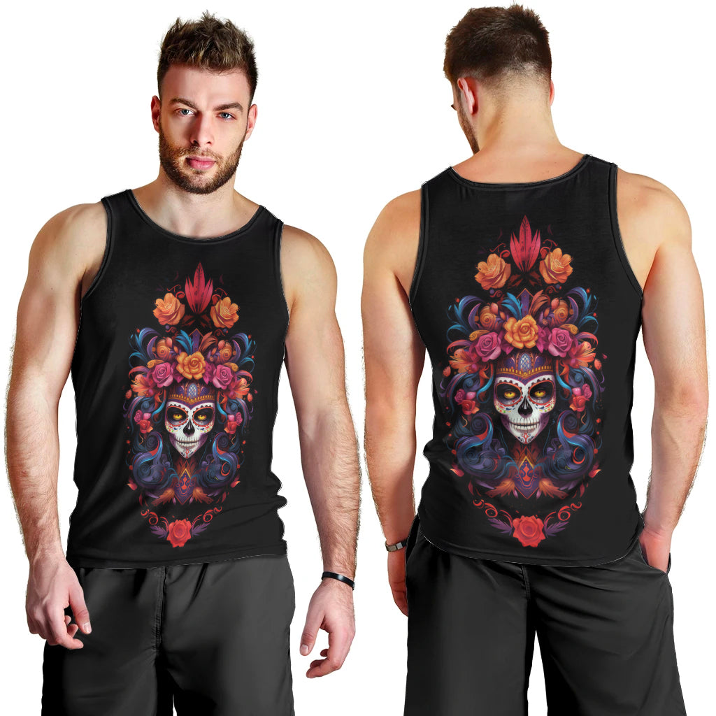 Day of Dead Skull Men Tank Top Sugar Skull Festival Lady - Wonder Print Shop